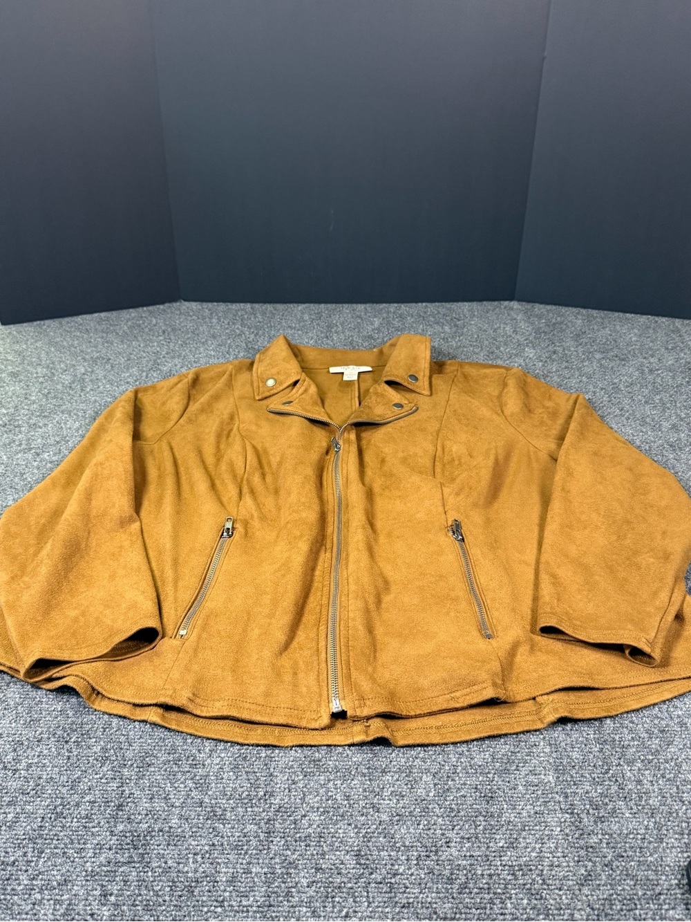 ✨ Style & Co. Woman Camel Brown Faux Suede Zip Jacket - Plus Size 3X ✨
